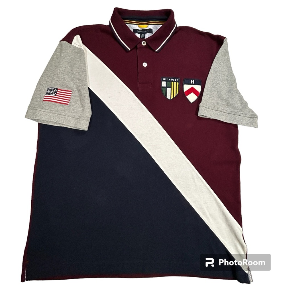 Vintage Tommy Hilfiger Polo Shirt Mens Rugby Flag Sailing Yacht Size XXL